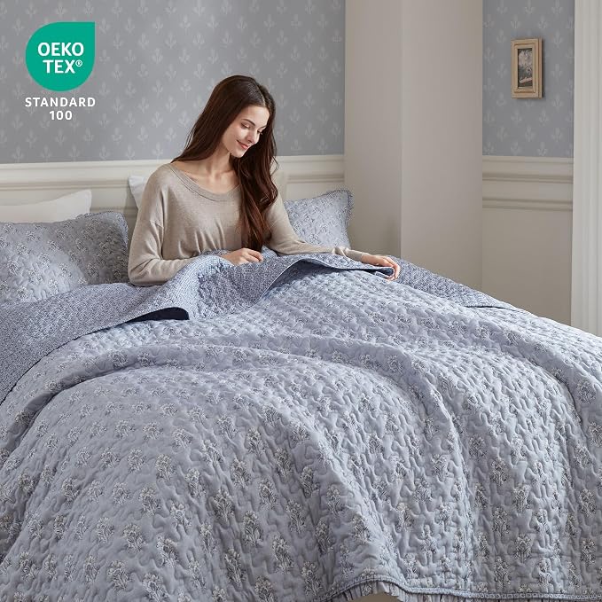 Madison Park Vintage Floral Quilt Set King Size, Reversible Bedding & - Image 5