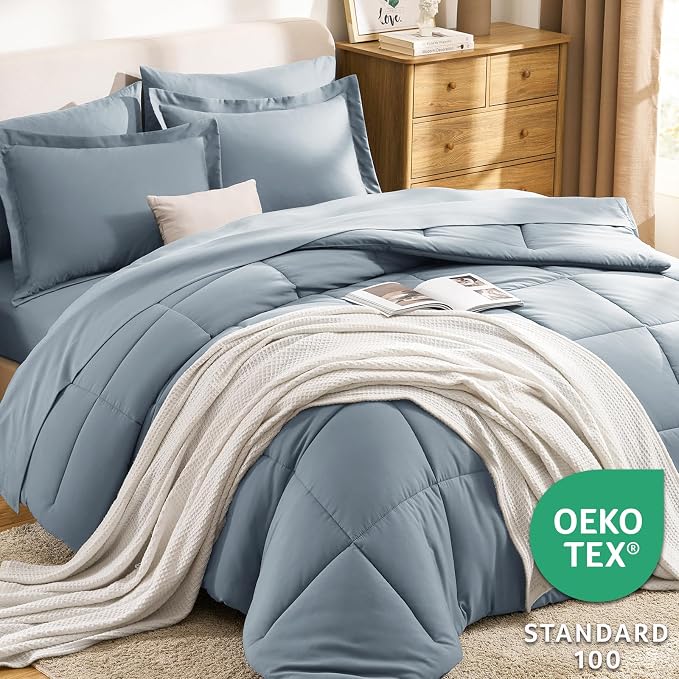 CozyLux Twin XL Comforter Set Grayish Blue - Image 3