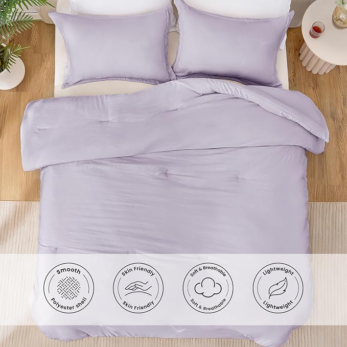 Love's cabin Lavender King Size Comforter Set, 3-Piece Prewashed Bed Set - Image 3