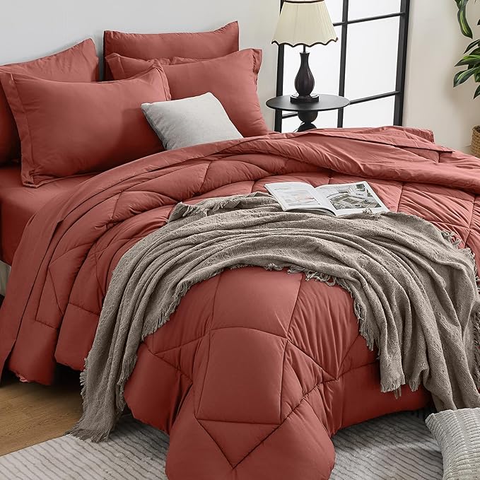 HEVUMYI Terracotta Twin Comforter Set by HEVUMYI