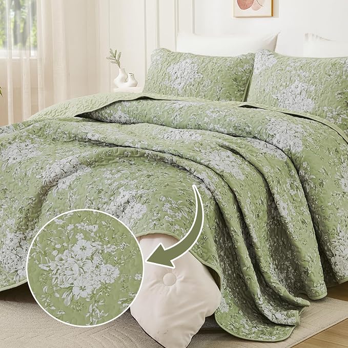 WONGS BEDDING Quilt King Size, Botanical Quilt - Image 2