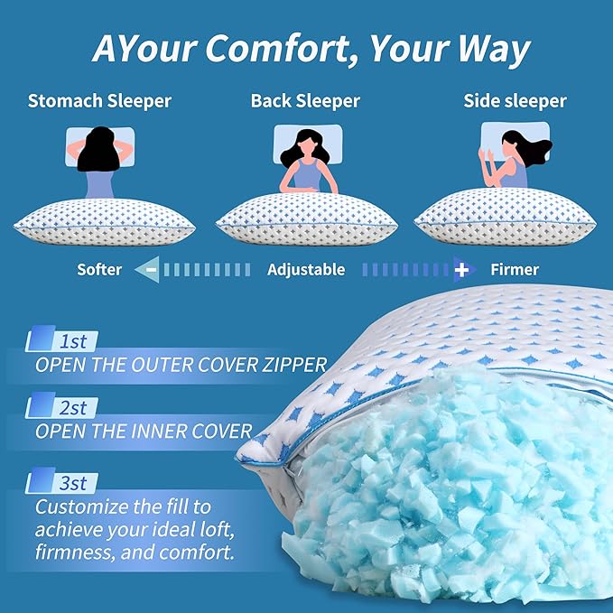 Memory Foam Pillow – Adjustable Loft Cooling Pillow King Size 1 Pack - Image 5