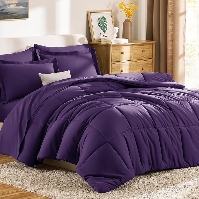 CozyLux King Size Comforter Set Purple - Image 9