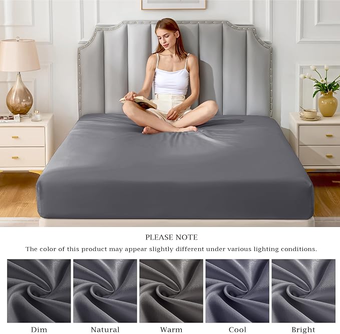 FreshCulture Pure Cotton Fitted Sheets Twin XL Size, 300 Thread Count Percale - Image 7