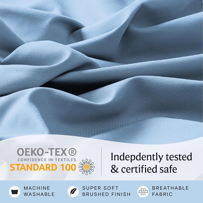 LuxClub 4 PC California King Sheet Set, Deep Pockets Wrinkle Free Cooling Bed - Image 7