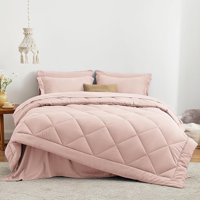 Love's cabin King Size Comforter Set Pink, 7 Pieces King Bed in a Bag, All - Image 2