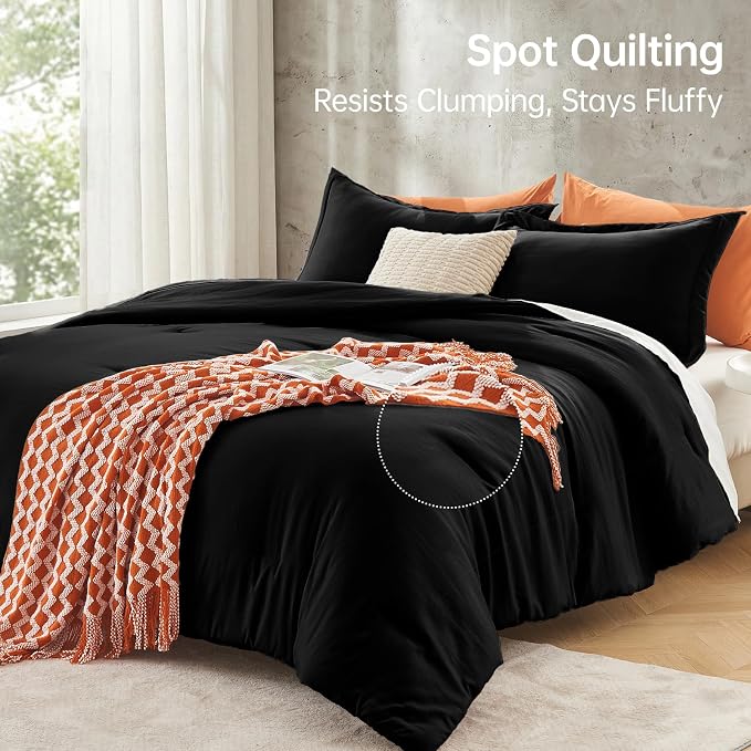 MUXHOMO Black King Size Comforter Set, All Season Ultra Soft Down Alternative - Image 5