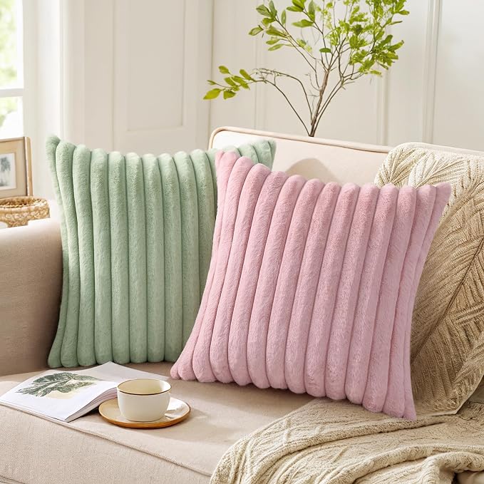 Pallene Faux Fur Plush Throw Pillow Covers 16x16 Set of 2, Luxury Soft Fluffy - Image 5