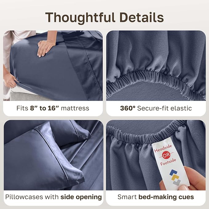 California Design Den Soft 100% Cotton Full Size Bed Sheets Set, 400 TC Good - Image 6