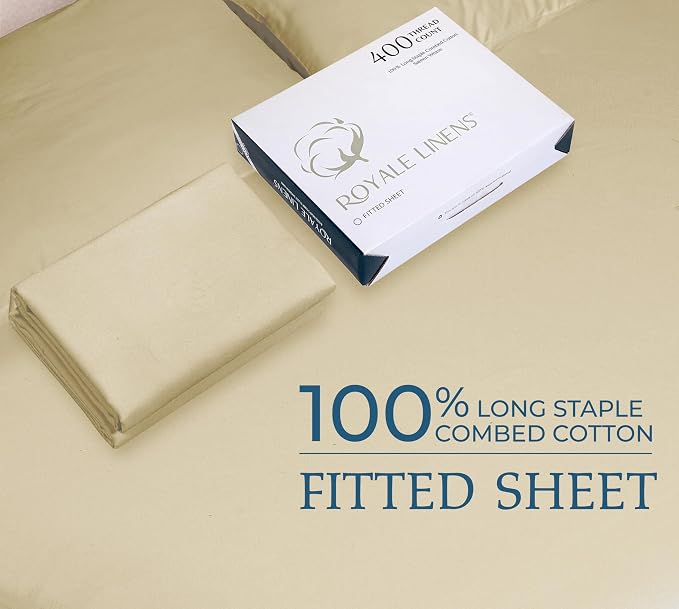 Royale Linens 400 Thread Count 100% American Grown Cotton Fitted Sheet King Size - Image 9