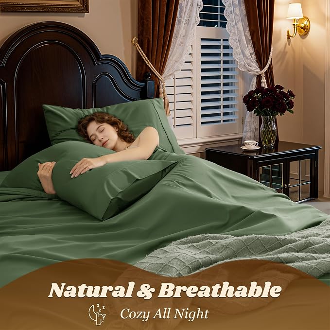 LBRO2M 1000 Thread Count 100% Egyptian Cotton Sheets Set Full Size, 4 Piece - Image 5