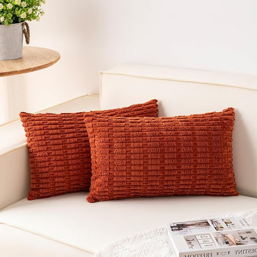 Aegero Pack of 2 Corduroy Decorative Throw Pillow Covers 12x20 InchSoft Boho by Unknown