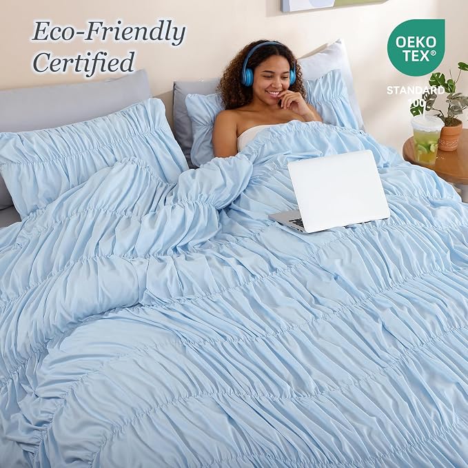 weigelia Cinched Comforter Set Full – Soft Ruched Bedding Set, Apartment & Dorm - Image 4