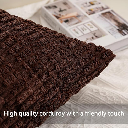 Aegero Pack of 2 Corduroy Decorative Throw Pillow Covers 12x24 Inch Soft - Image 2