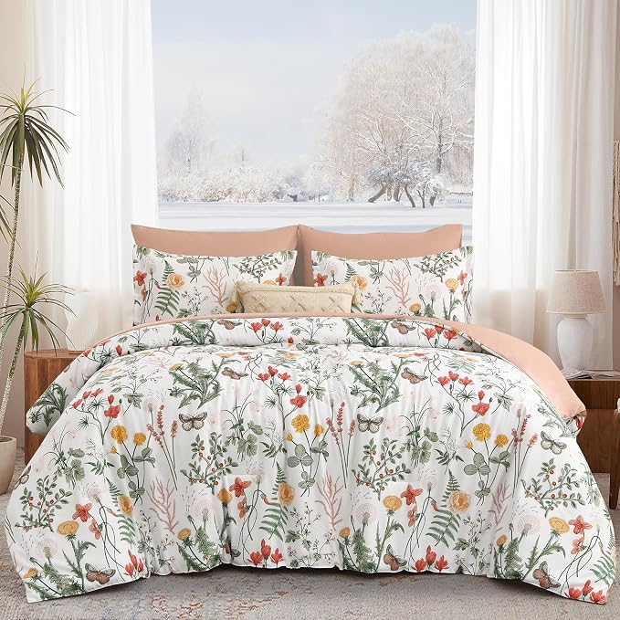 Yiran 7 Piece Floral Comforter Set King Size, Botanical Bed in a Bag - Image 8