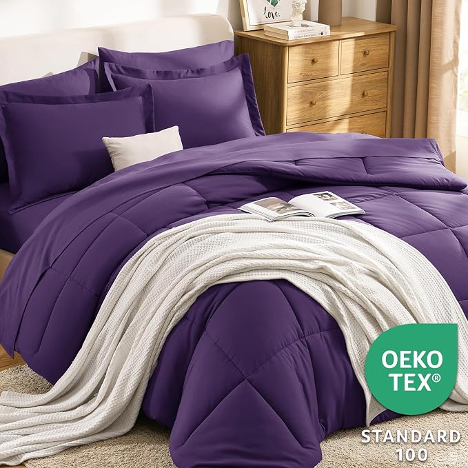 CozyLux Queen Comforter Set Purple - Image 3