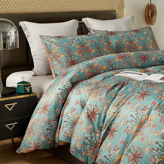 Cupocupa Duvet Cover Queen Size Set Boho Floral Pattern Queen Size Bed Vintage - Image 3