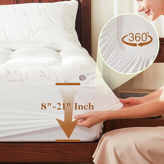 PRIMESOFT 100% Waterproof Queen Size Mattress Topper, Thick Pillow Top Mattress - Image 6