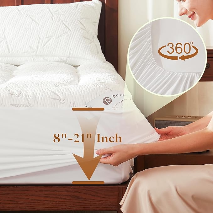 PRIMESOFT 100% Waterproof King Size Mattress Topper, Thick Pillow Top Mattress - Image 6