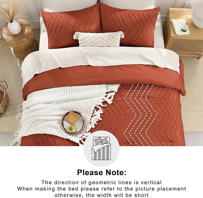 Andency Burnt Orange California King Size Comforter Set, Cal King Boho - Image 5
