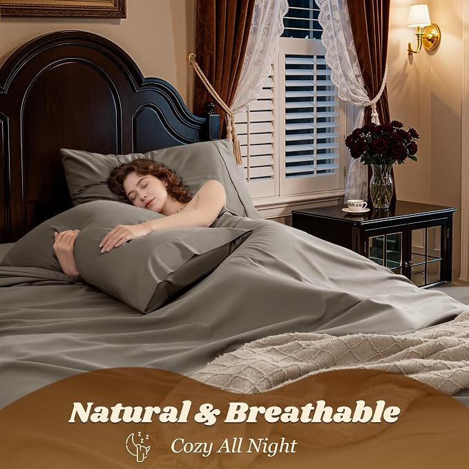 LBRO2M 100% Cotton Sheets Set Deep Pocket 19", 1000 Thread Count Full Size 4 - Image 5