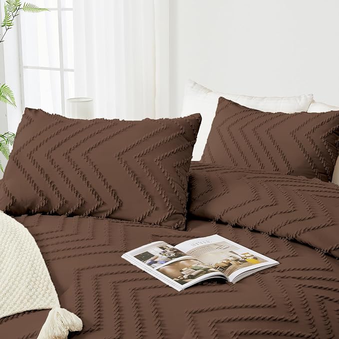 Andency Brown Comforter Set King Size, Boho Soft Warm Tufted Bedding Comforter - Image 4