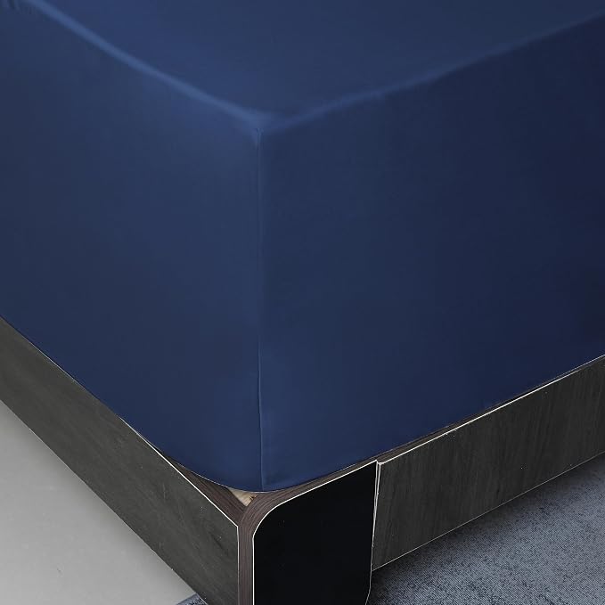 Twin Size Fitted Sheet Only Navy Blue, 100% Egyptian Cotton 600 Thread Count - Image 7
