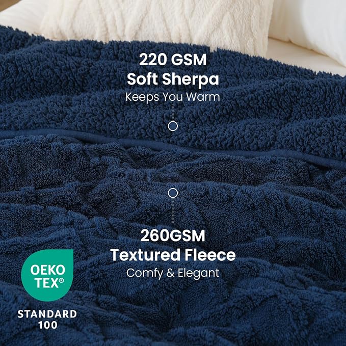 Weighted Blanket Queen Size 60x80 inches, Toasty Soft Stylish Sherpa Bed - Image 3