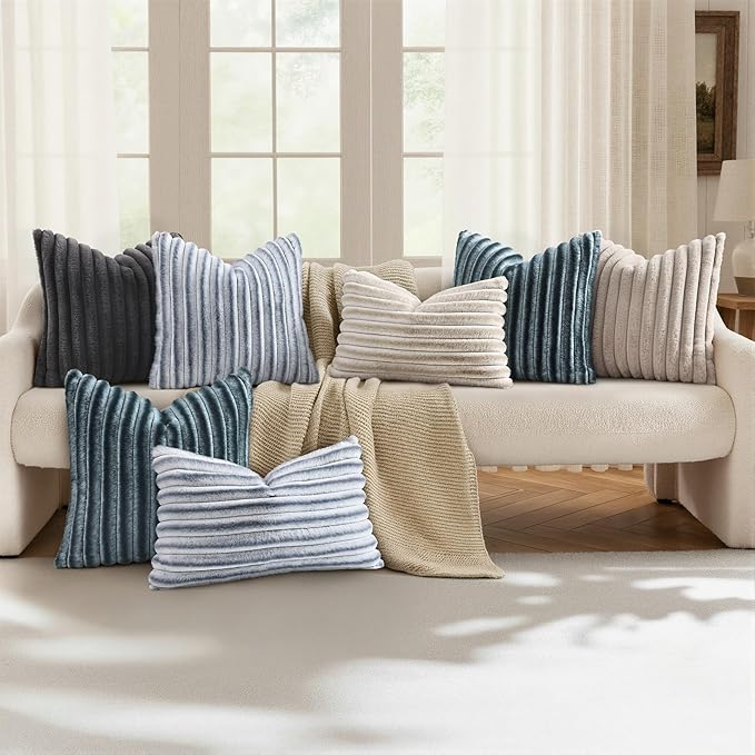 decorUhome Cozy Faux Fur Throw Pillow Covers 12x20 Set of 2 Decorative Soft - Image 5