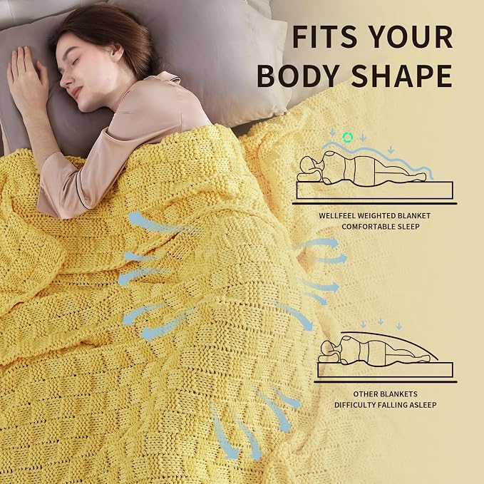 Knitted Weighted Blanket for Adult, No Beads Heavy Blanket 50” x 60'' 5lbs - Image 3