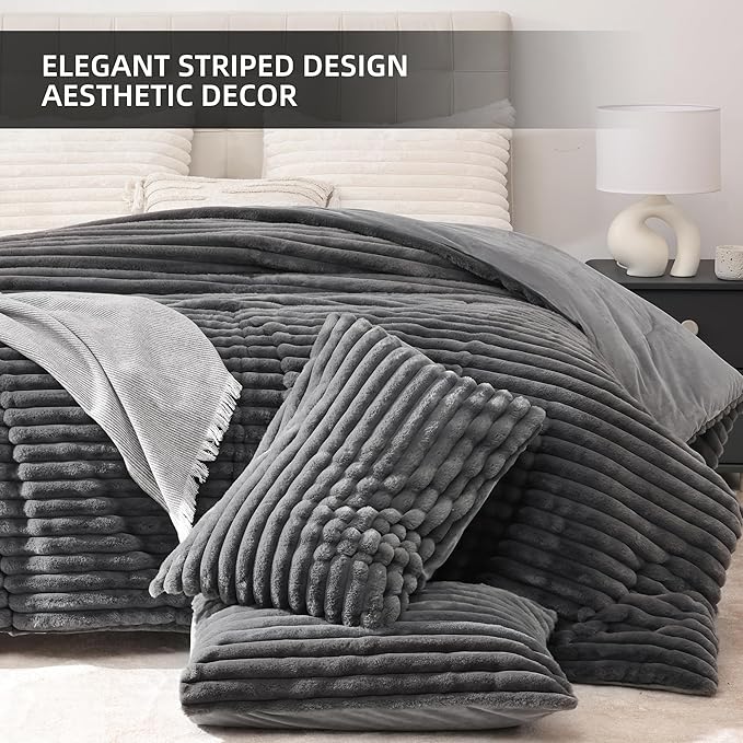 Smoofy Fluffy Full Size Comforter Sets 3 Pieces - Image 3