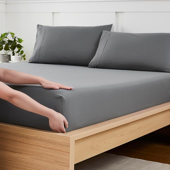 Twin Fitted Sheet Only with Full Elastic & Built in Corner Sheet Straps to by SweetHomeCollection