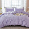 AveLom Lavender Purple Seersucker Duvet Cover Set Queen, 3 Pieces, Ultra Soft by AveLom