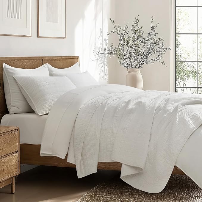 EVERGRACEHOME 100% Cotton Modern Lines Quilt Set King Size, Pre-Washed Soft - Image 5