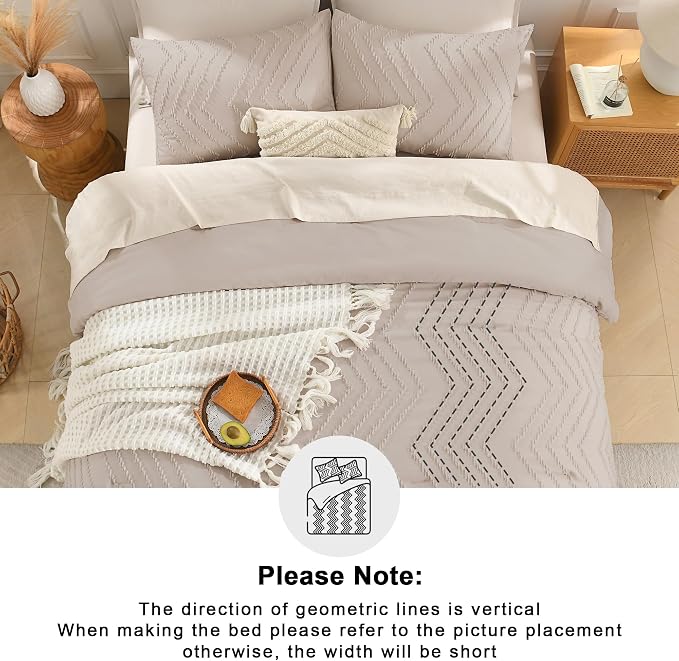 Andency Linen Comforter Set Full Size, Boho Soft Warm Tufted Bedding Comforter - Image 5