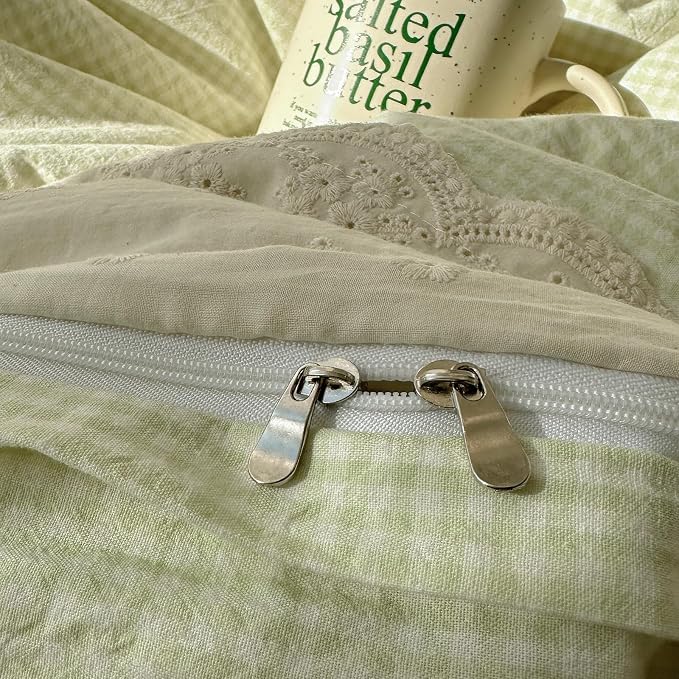 mixinni Green Gingham Duvet Cover King Size - Image 9