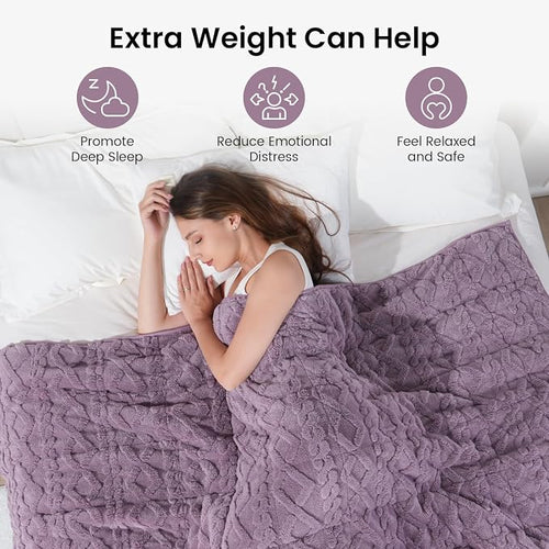 20lbs Weighted Blanket for Adults, Thick Fuzzy Jacquard Sherpa Weighted Blanket - Image 2