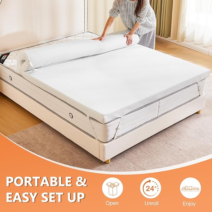DUMOS 3 Inch Gel Memory Foam Mattress Topper Twin Size, Cooling Breathable - Image 7