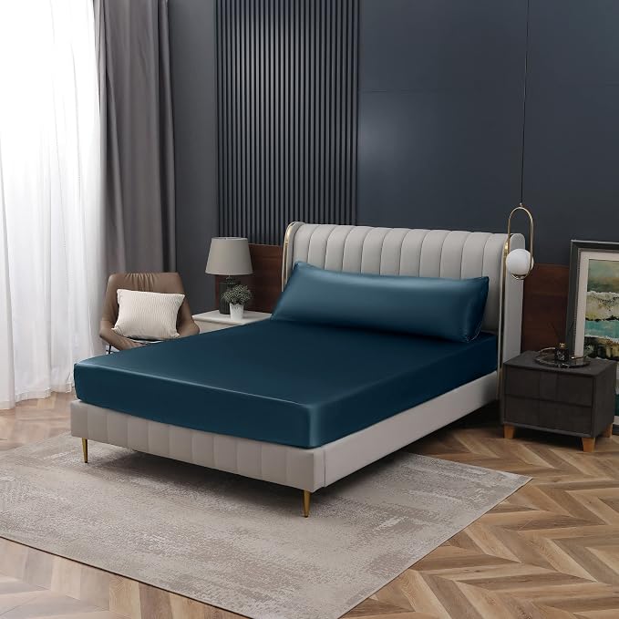 Homiest Deep Sea Blue Satin Fitted Sheet - Image 7