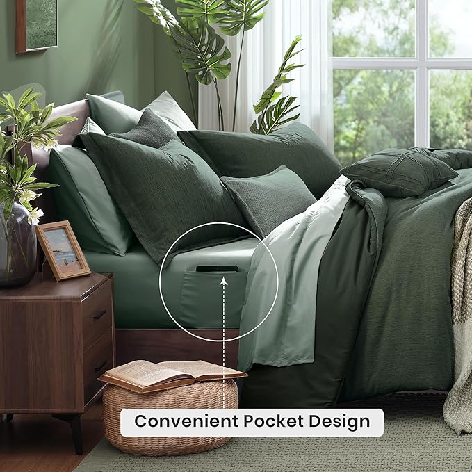 Monbix Super King Plus Comforter Set, Deep Forest Cationic Dyeing Bedding Set - Image 4