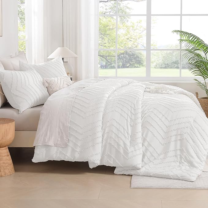 Andency White Oversized King Comforter Set 120x98, Boho Oversize King Soft Warm - Image 7