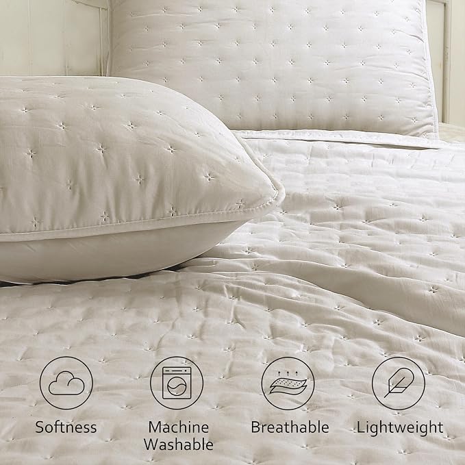ROARINGWILD Beige Queen Size Quilt Bedding Set - Image 3