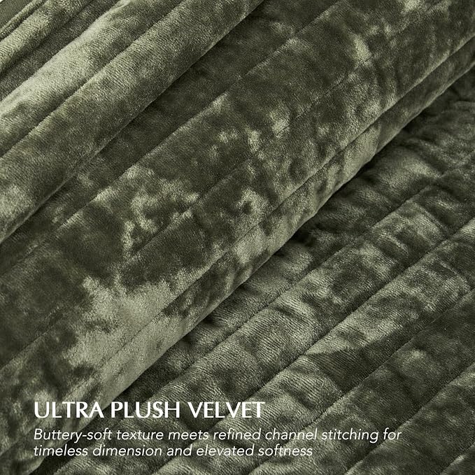 EVERGRACE Velvet Quilt Set California King 118'' x 106'', Luxurious Soft - Image 5