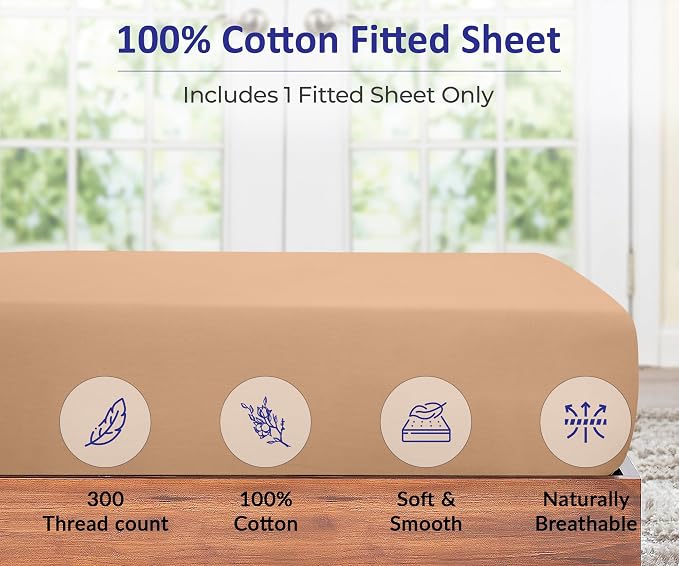 ROYALE LINENS 300 Thread Count 100% Long Staple Combed Cotton Fitted Sheet Twin - Image 4