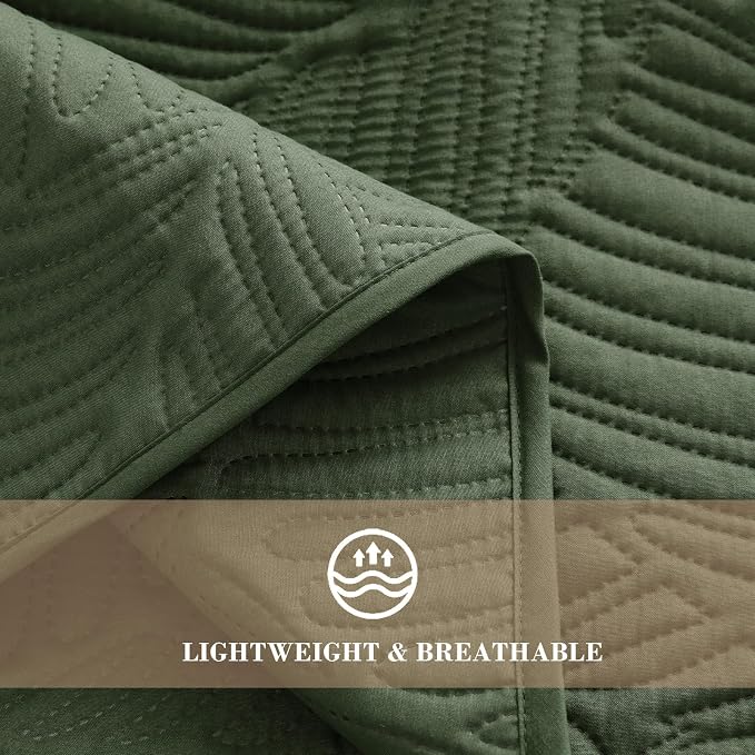 Exclusivo Mezcla Queen Quilt Bedding Set, Lightweight Olive Green Quilts Queen - Image 4