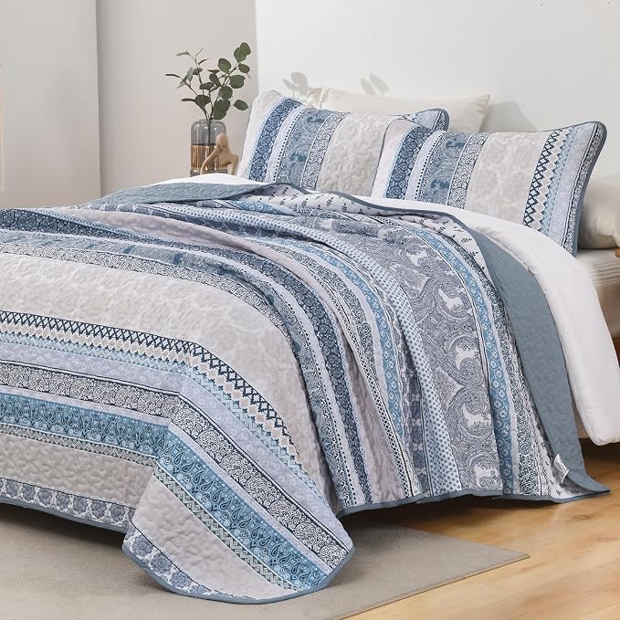 WONGS BEDDING Boho Quilt Set California King Size, Lightweight Bedspread - Image 2