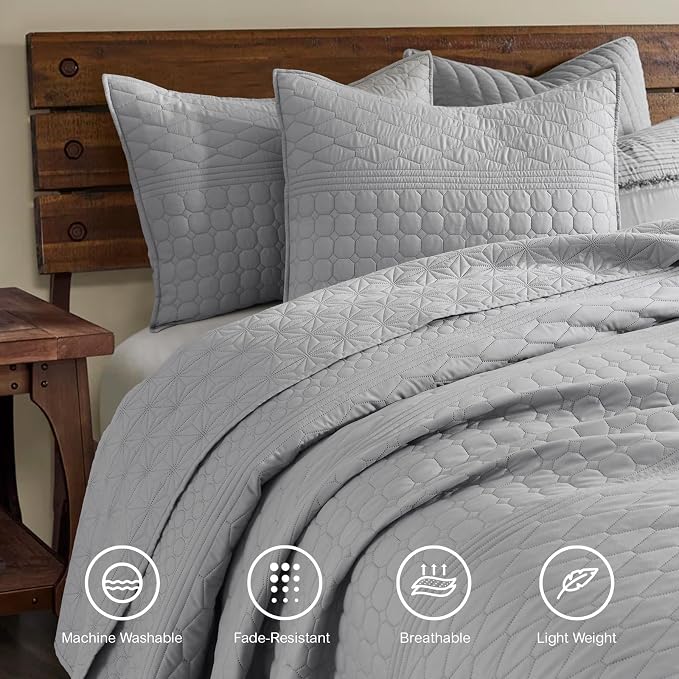 HORIMOTE HOME Grey Twin Size Quilt Set - Image 2
