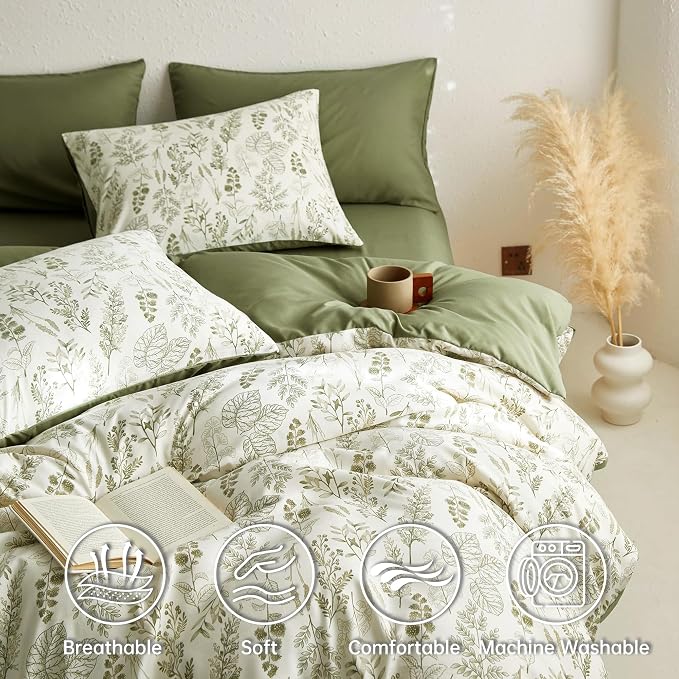BOLINLIVING Floral Duvet Cover Full Size, Breathable Soft Microfiber Bedding Set - Image 3
