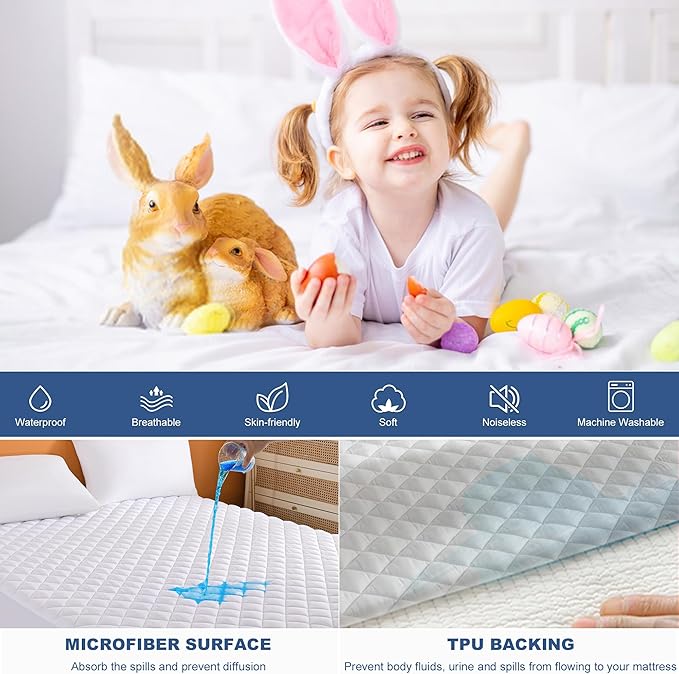 GRT RV King Mattress Pad, 100% Waterproof Breathable RV King Mattress Topper - Image 3