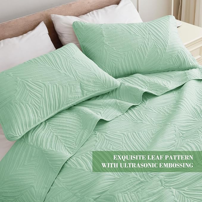 Exclusivo Mezcla Queen Quilt Bedding Set, Lightweight Sage Green Quilts Queen - Image 3